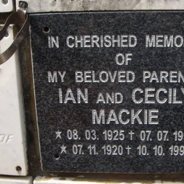 MACKIE Ian 1925-1999 &amp; Cecily 1920-1992