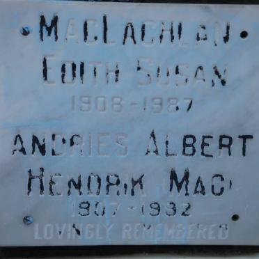 MACLACHLAN Andries Albert Hendrik 1907-1992 &amp; Edith Susan 1908-1987