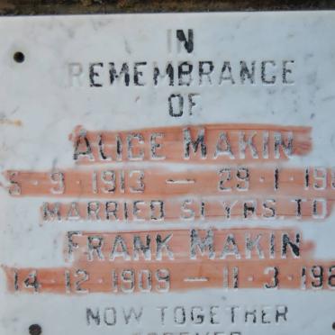 MAKIN Frank 1909-1988 &amp; Alice 1913-1988