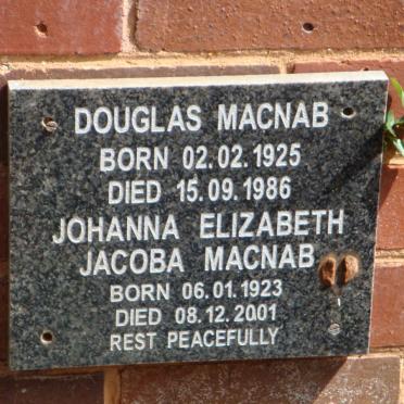 MACNAB Douglas 1925-1986 &amp; Johanna Elizabeth Jacoba 1923-2001