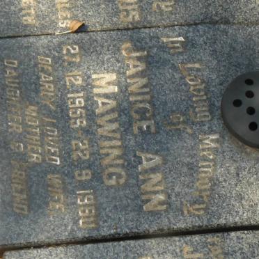 MAWING Janice Ann1953-1980