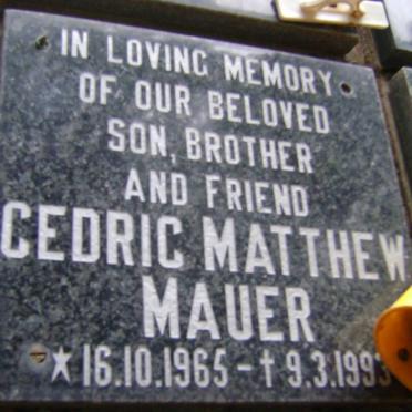 MAUER Cedric Matthew 1965-1993