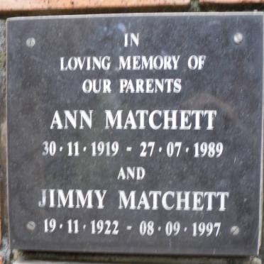 MATCHETT Jimmy 1922-1997 &amp; Ann 1919-1989
