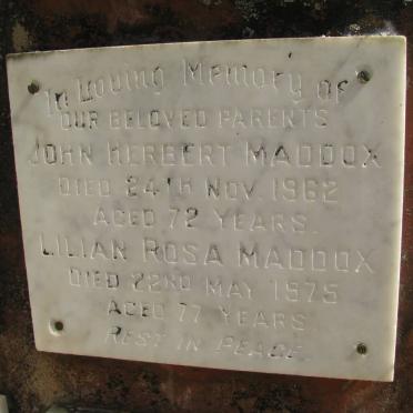 MADDOX John Herbert -1962 &amp; Lilian Rosa -1975