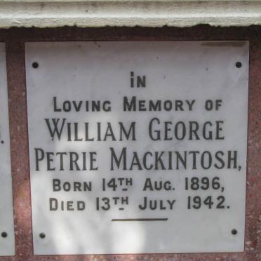 MACKINTOSH William George Petrie 1896-1942