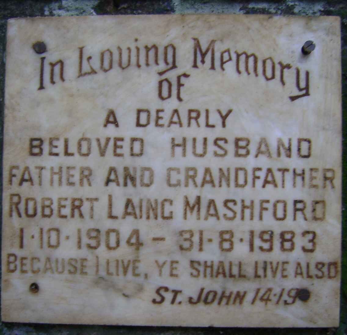MASHFORD Robert Laing 1904-1983