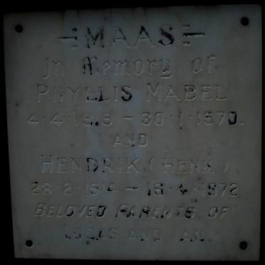 MAAS Hendrik 1914-1972 &amp; Phyllis Mabel 1919-1970