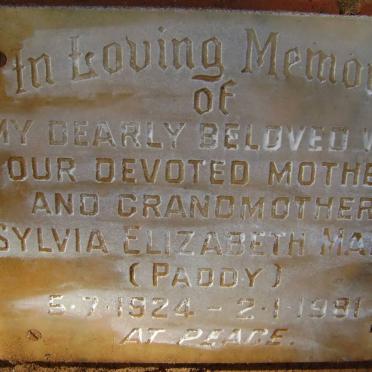 MANN Sylvia Elizabeth 1924-1981