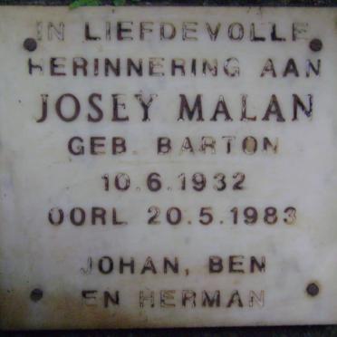 MALAN Josey nee BARTON 1932-1983
