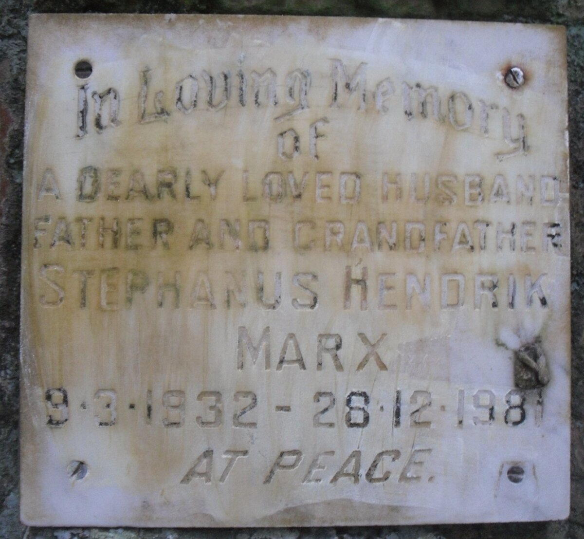 MARX Stephanus Hendrik 1932-1981