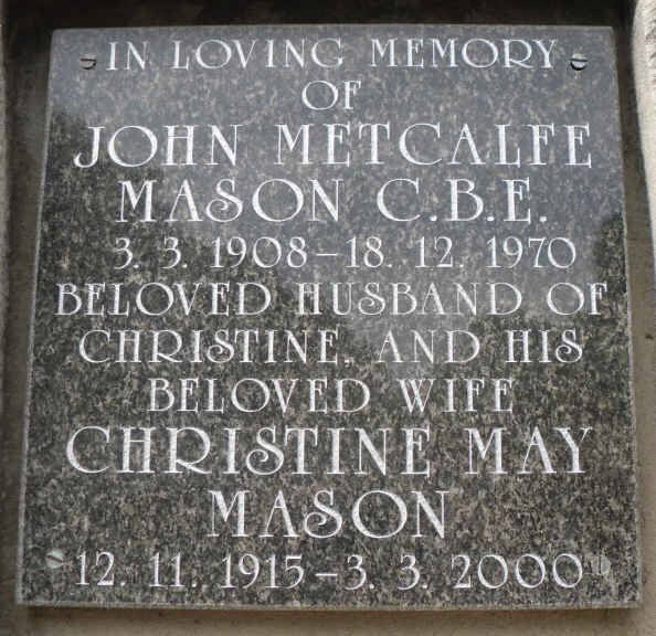 MASON John Metcalfe 1908-1970 &amp; Christine May 1915-2000