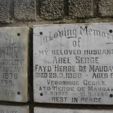 MAUDAVE Abel Serge, Fayd Herbe, de -1988 &amp; Veronique Cecile 1909-1992