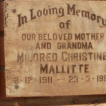 MALLITTE Mildred Christine 1911-1987