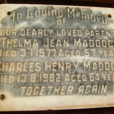 MADDOCK Charles Henry -1982 &amp; Thelma Jean -1977