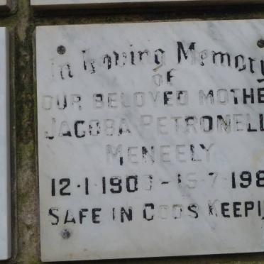 MENEELY Jacoba Petronella 1900-1980