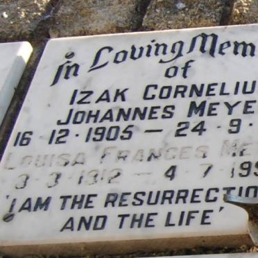 MEYER Izak Cornelius Johannes 1905-1988 &amp; Louisa Frances 1912-1992