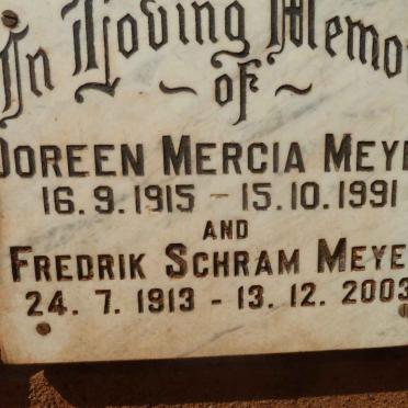 MEYER Fredrik Schram 1913-2003 &amp; Doreen Mercia 1915-1991