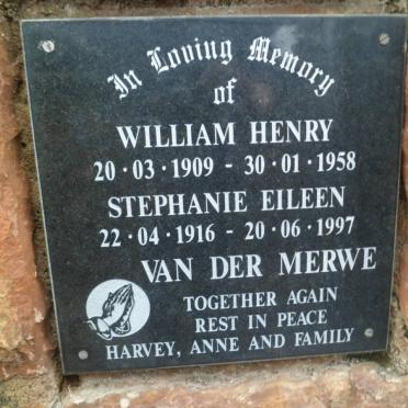 MERWE William Henry, van der 1909-1958 &amp; Stephanie Eileen 1916-1997
