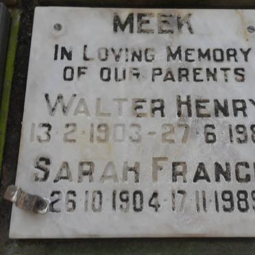 MEEK Walter Henry 1903-1980 &amp; Sarah Francis 1904-1989