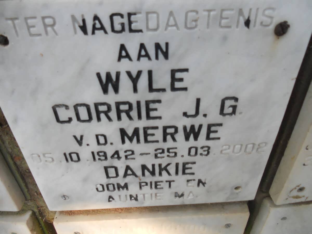 MERWE Corrie J.G., v.d. 1942-2002
