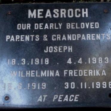 MEASROCH Joseph 1918-1983 &amp; Wilhelmina Frederika 1919-1998