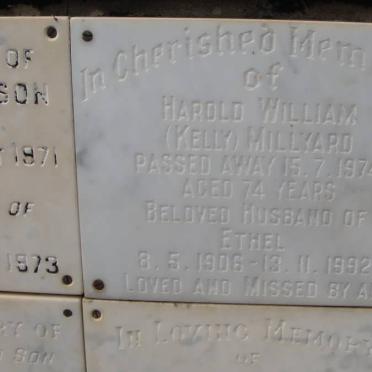 MILLYARD Harold William -1974 &amp; Ethel 1906-1992