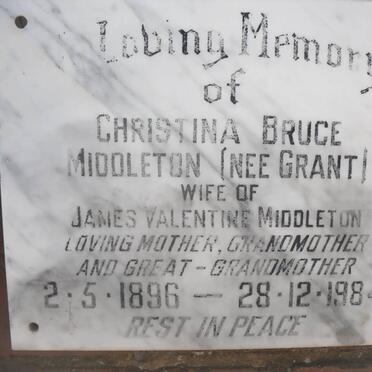 MIDDLETON Christina Bruce nee GRANT 1896-1984