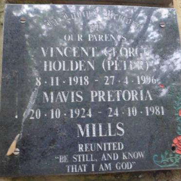 MILLS Vincent George Holden 1918-1996 &amp; Mavis Pretoria 1924-1981