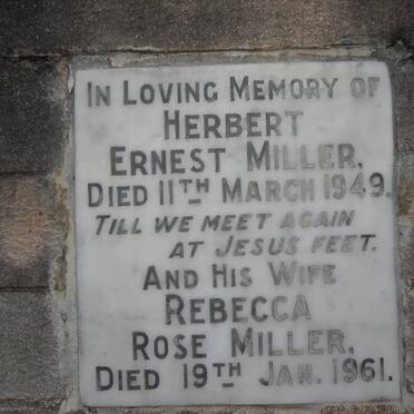 MILLER Herbert Ernest -1949 &amp; Rebecca Rose -1961
