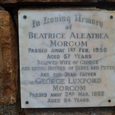 MORCOM George Luxford -1962 &amp; Beatrice Aleathea -1958