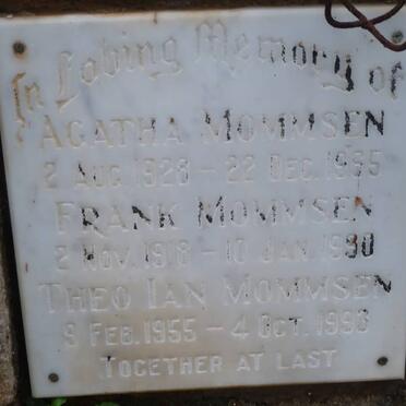 MOMMSEN Frank 1918-1990 &amp; Agatha 1928-1965 :: MOMMSEN Theo Ian 1955-1993