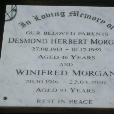 MORGAN Desmond Herbert 1913-1959 &amp; Winifred 1916-2010