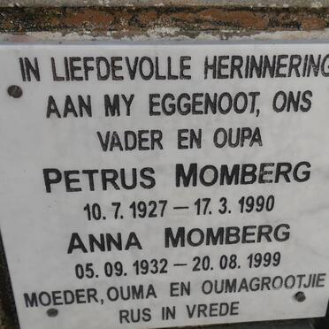 MOMBERG Petrus 1927-1990 &amp; Anna 1932-1999