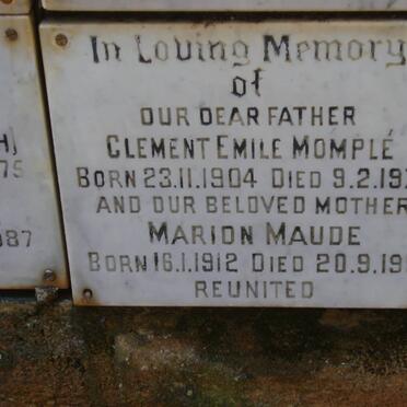 MOMPLÉ Clement Emile 1904-1975 &amp; Marion Maude 1912-1991