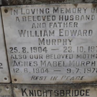 MURPHY William Edward 1904-1971 &amp; Agnes Mabel 1904-1972