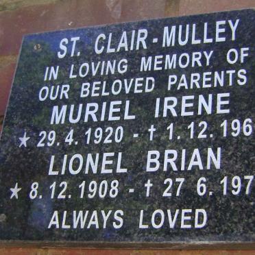 MULLEY Lionel Brian, St. Clair 1908-1979 &amp; Muriel Irene 1920-1966