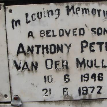 MULLER Anthony Peter, van der 1946-1972