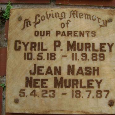 MURLEY Cyril P. 1918-1989 &amp; Jean Nash MURLEY 1923-1987