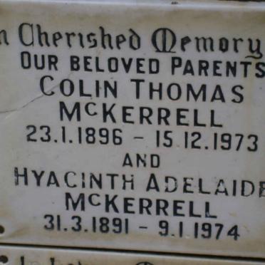 McKERRELL Colin Thomas 1896-1973 &amp; Hyacinth Adelaide 1891-1974