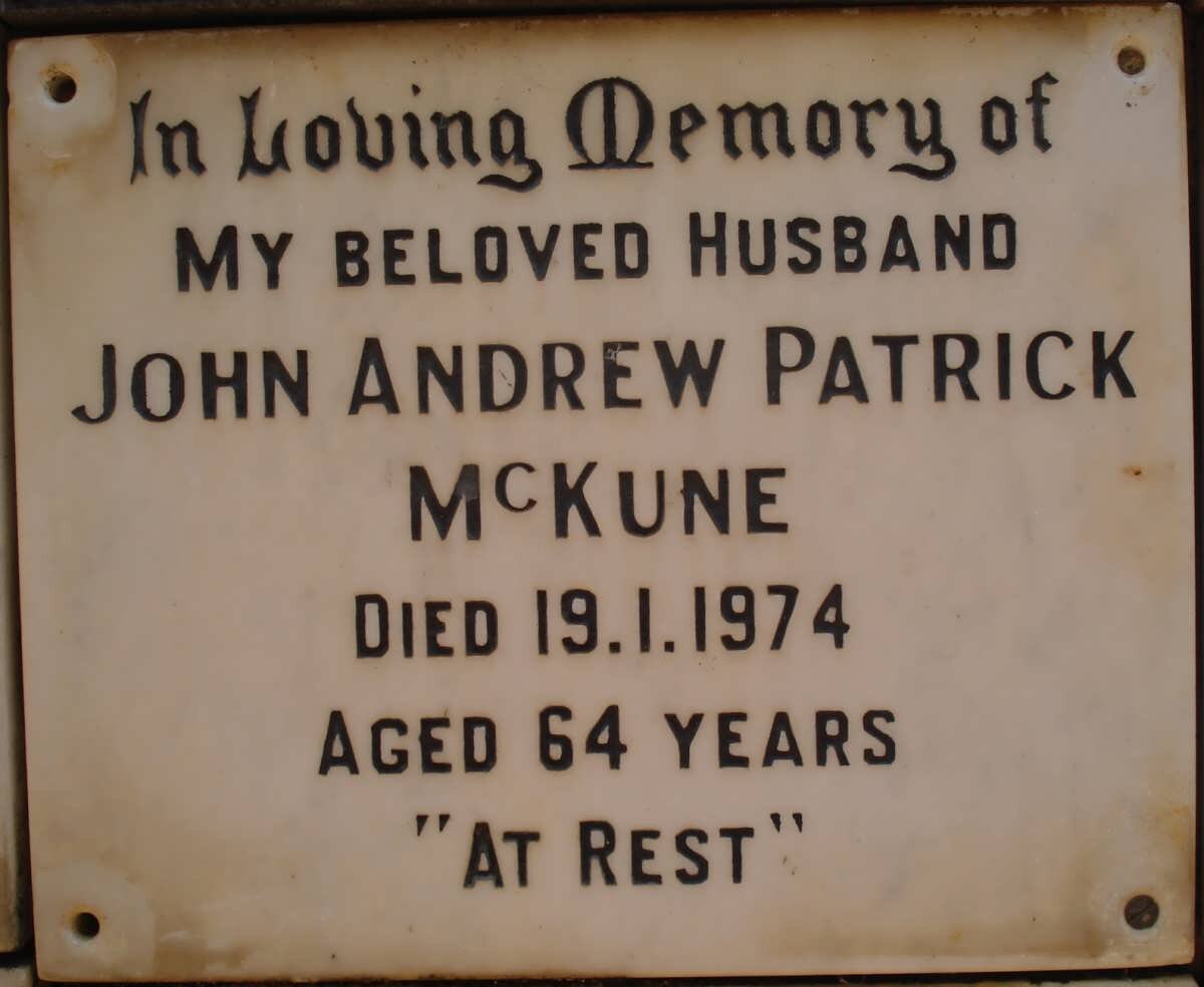 Mc Kune John Andrew Patrick -1974