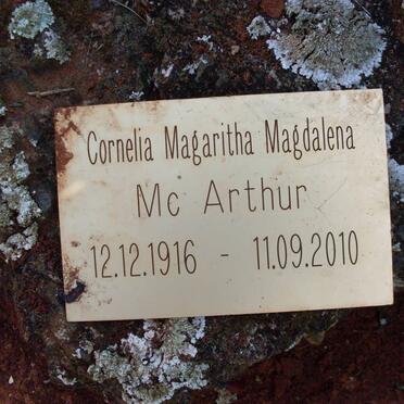 Mc ARTHUR Cornelia Magaritha Magdalena 1916-2010