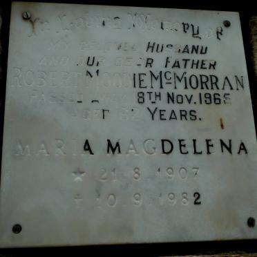 McMORRAN Robert Moodie -1965 &amp; Maria Magdelena 1907-1982