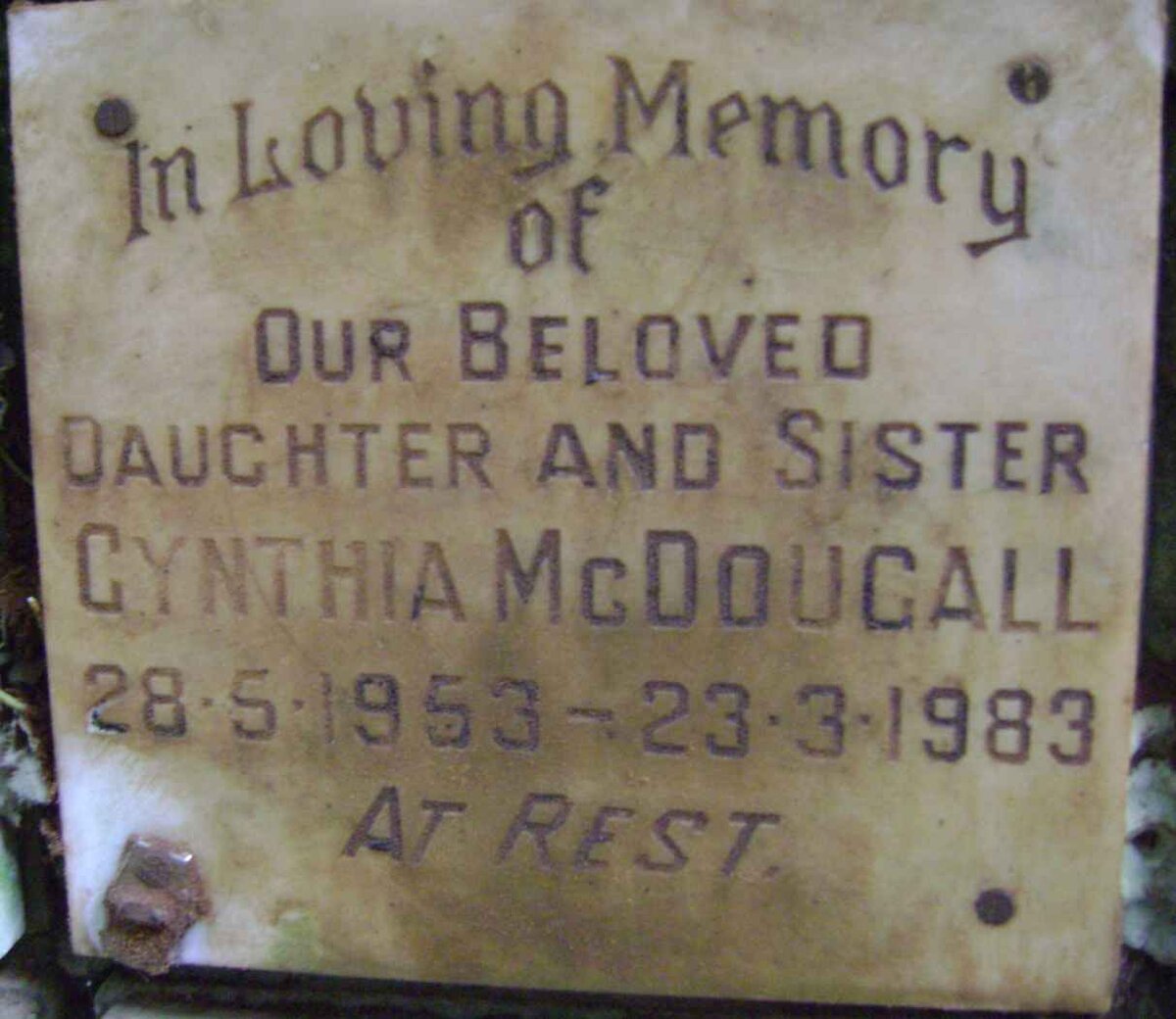 McDOUGALL Cynthia 1953-1983