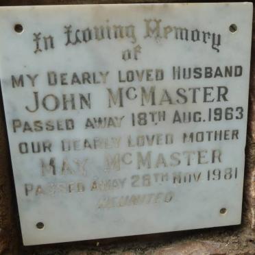 McMASTER John -1963 &amp; May -1981