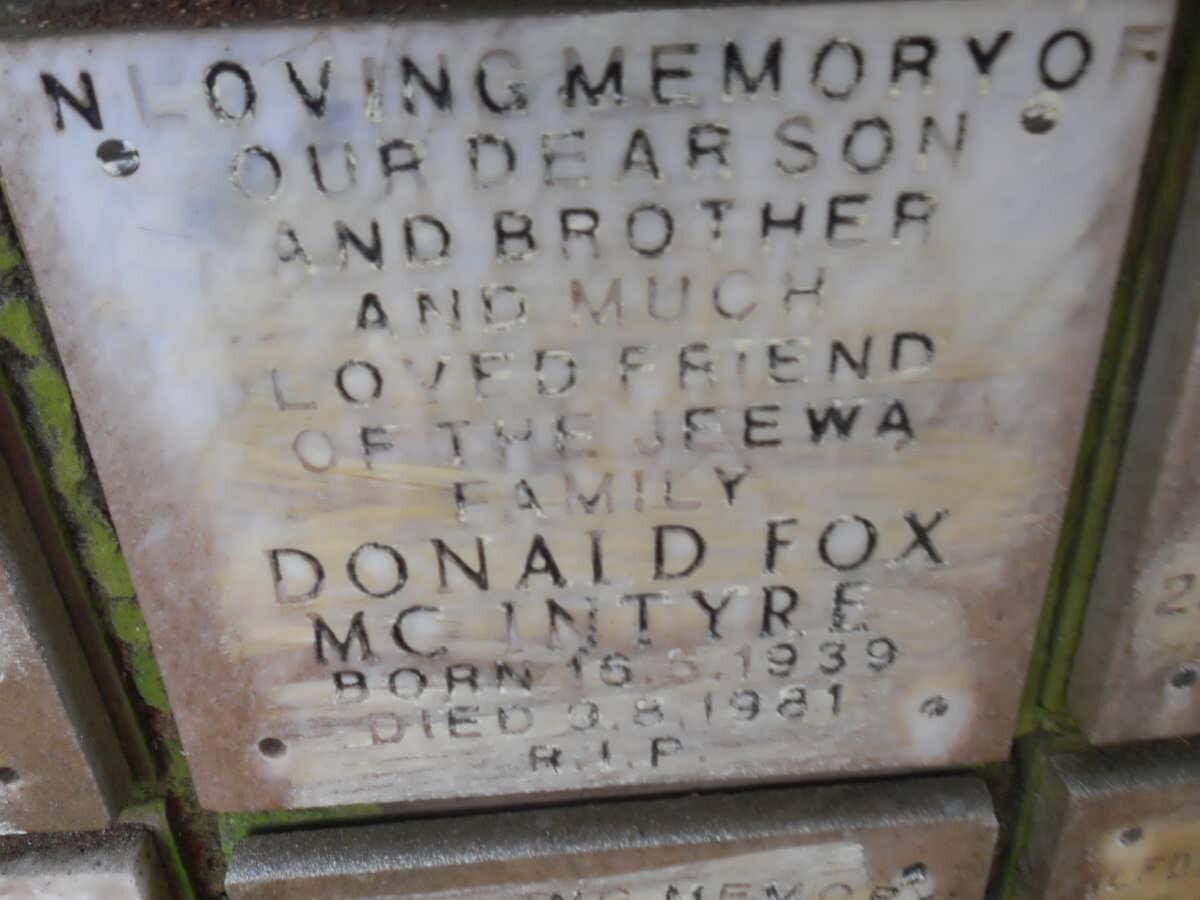 McINTYRE Donald Fox 1939-1981