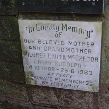 McGREGOR Mildred Laura nee RUDOLPH 1908-1983