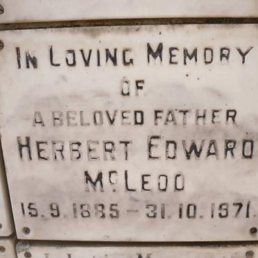 McLEOD Herbert Edward 1885-1971