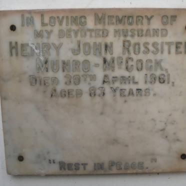 McCOCK Henry John Rossiter, Munro -1961 