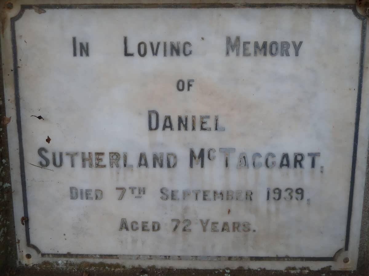 McTAGGART Daniel Sutherland -1939 