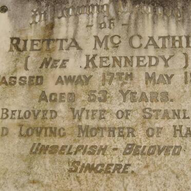 McCATHIE Rietta nee KENNEDY -1958